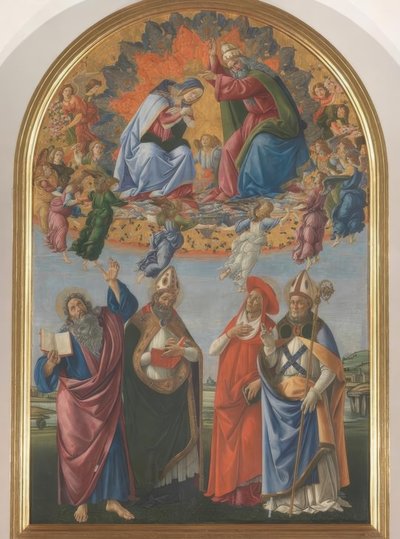 Korunovace Marie čtyřmi svatými od Sandro Botticelli
