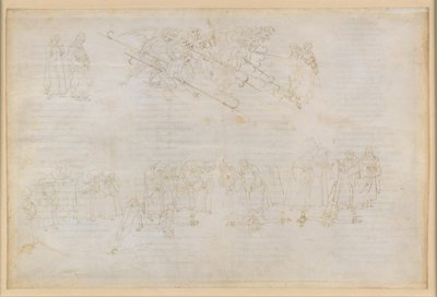 La Divina Commedia, Inferno XXIII. Vergilius a Dante v osmém kruhu pekla (Malebolge), 6. bolgia: Trest pro pokrytce od Sandro Botticelli
