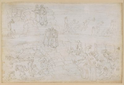 La Divina Commedia, Peklo XXIX. Vergilius a Dante v osmém kruhu pekla (Malebolge), 10. bolgia: Trest pro padělatele a alchymisty od Sandro Botticelli