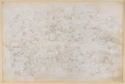 La Divina Commedia, Inferno XXXIII. Devátý kruh pekla (Cocytus), 3. pás: Vyznání hříchů hraběte Ugolina; trest pro zrádce hostitelů v ledu Ptolemäa od Sandro Botticelli
