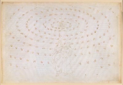La Divina Commedia, Paradiso XXIV. Osmá sféra (nebe pevných hvězd): Beatrice prosí Petra, aby prověřil jejího žáka v pravé víře, která je první teologickou ctností; Danteho vyznání víry od Sandro Botticelli