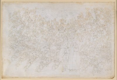 La Divina Commedia, Paradiso XXVIII. Devátá sféra (Křišťálová obloha neboli Primum Mobile): Dante vidí Boha jako jasně zářící bod, kolem něhož krouží sbory andělů; Beatrice vysvětluje hierarchii a působící síly této sféry od Sandro Botticelli