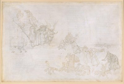 La Divina Commedia, Purgatorio XII. První kruh očistce: obrazy trestu za pýchu; anděl před schody vedoucími do druhého kruhu od Sandro Botticelli