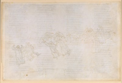 La Divina Commedia, Purgatorio XIV. Druhý kruh očistce: pokání za závist a škodolibost; rozhovor mezi Guidem del Ducou a Rinierim da Calbolim od Sandro Botticelli
