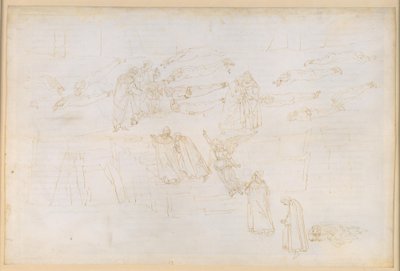 La Divina Commedia, Purgatorio XIX. Výstup do pátého kruhu očistce: Danteův sen o Sirénách; pokání chamtivých a rozmařilců; rozhovor s Hadriánem V. od Sandro Botticelli