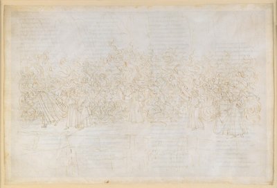La Divina Commedia, Purgatorio XXVI. Sedmý kruh očistce: Pokání smilníků; Danteho rozhovor s Guidem Guinizellim od Sandro Botticelli