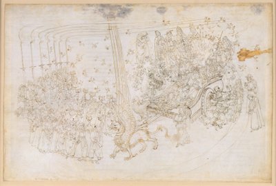 La Divina Commedia, Purgatorio XXX. Pozemský ráj: Beatrice v triumfálním voze od Sandro Botticelli