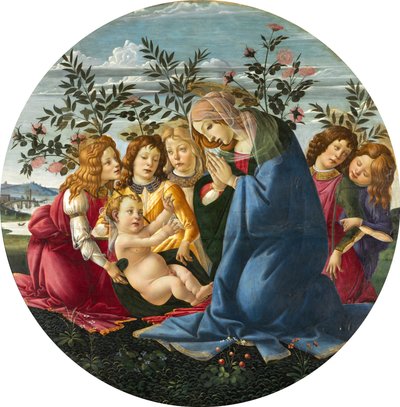 Madona zbožňující dítě s pěti anděly od Sandro Botticelli