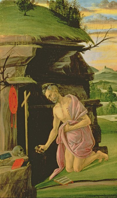 St. Jeroným, 90. léta 14. století (tempera na panelu) od Sandro Botticelli