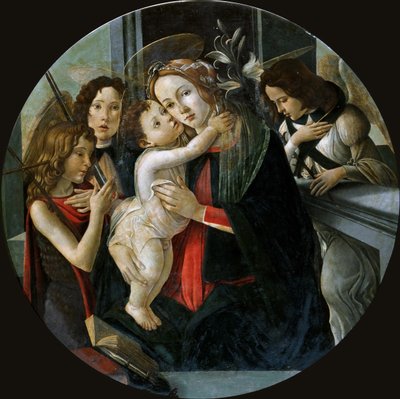 Madona s dítětem se svatým Janem a dvěma anděly. od Sandro Botticelli