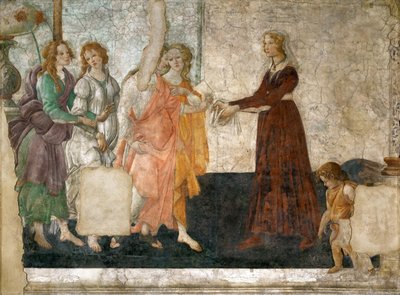 Venuše a Tři Grácie nabízejí dárky mladé dívce, 1484-1486 od Sandro Botticelli