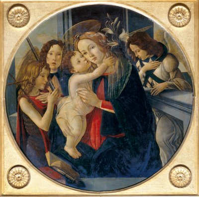 Madona s dítětem, mladý svatý Jan Křtitel a andělé od Sandro and workshop Botticelli