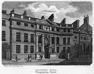 Drapers Hall, Throgmorton Street, City of London, 1812. od Sands