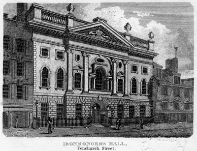 Ironmongers Hall, Fenchurch Street, City of London, 1812. od Sands