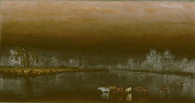 Krávy v rybníku při západu slunce od Sanford Robinson Gifford