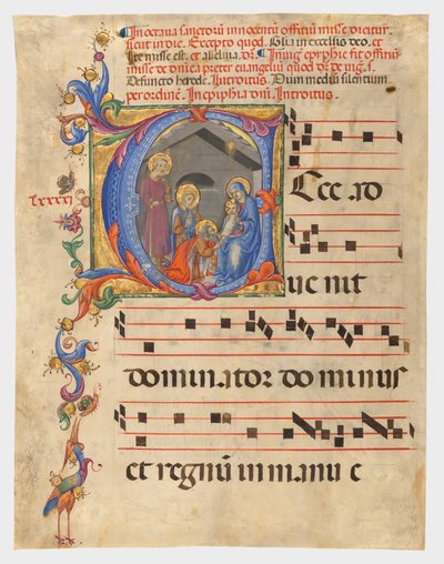Initiale E: Die Anbetung der Könige, Blatt aus einem Graduale od Sano di Pietro