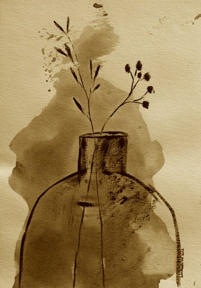Sépiová botanická váza od Santhosh ch
