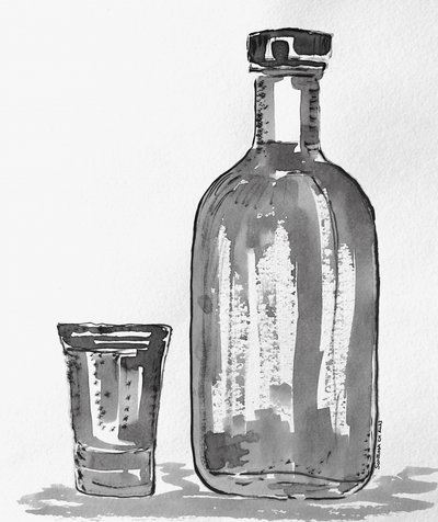 Láhev lihoviny a sklenice od Santhosh ch