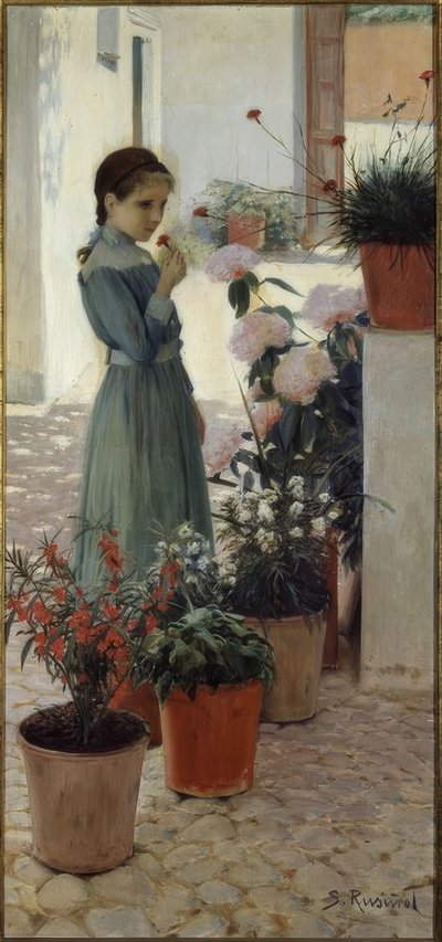 Květ. Dívka s karafiátem od Santiago Rusiñol
