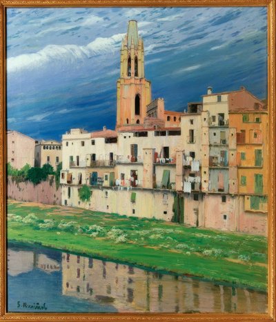 Der Fluss Onyar v Gironě od Santiago Rusiñol