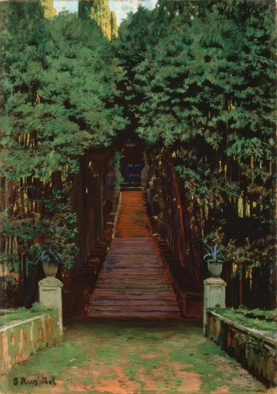 Schody v zahradě od Santiago Rusiñol