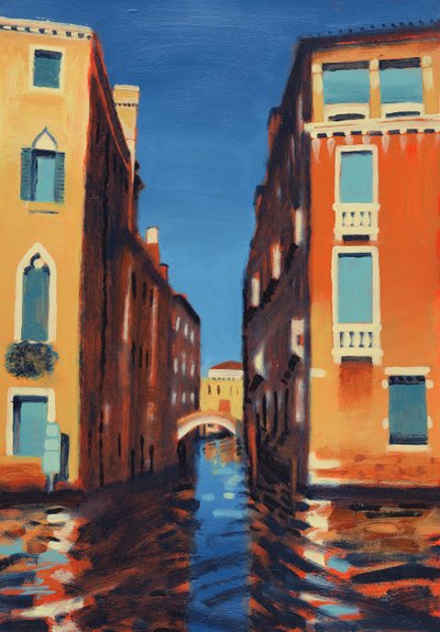 Rio del Duca, Benátky (olej na kartě) od Sara Hayward