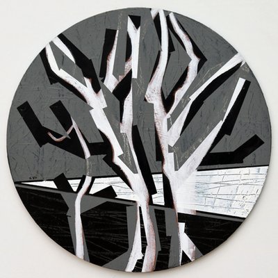 Twixt Heaven & Earth XVII-B (akryl na kruhové desce) od Sara Hayward