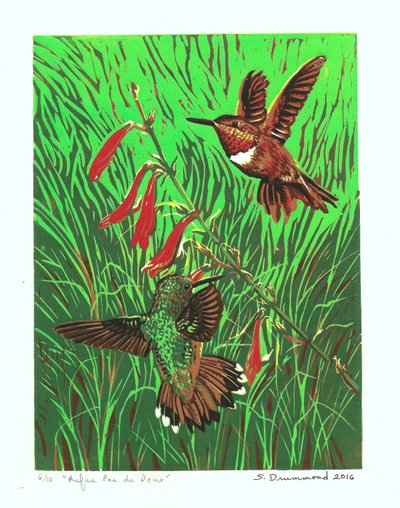 Rufus Pas de Deux, 2016 (linoryt ) od Sarah Drummond