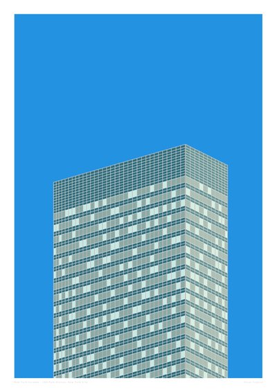 390 Park Avenue, NYC, 2014 (grafický tisk s girlandami) od Sarah Evans