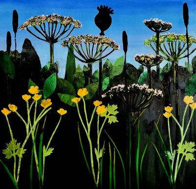 Buttercups 2020 (akryl na desce) od Sarah Thompson Engels