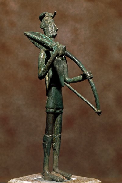 Nuragická kultura (nuraghi) Sardinská: bronzová soška válečníka. 8.-7. století před naším letopočtem. Cagliari, Národní archeologické muzeum, Sardinie, Itálie od Sardinia Nuragic Civilization