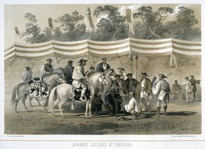 Japonští vojáci v Yukuhamě, Japonsko, c1845 od Sarony and Co