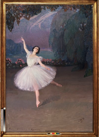 Baletka Tamara Karsavina (1885-1978) v baletu Sylfida (pro balet Sylfida) od Savelij Abramovich Sorin