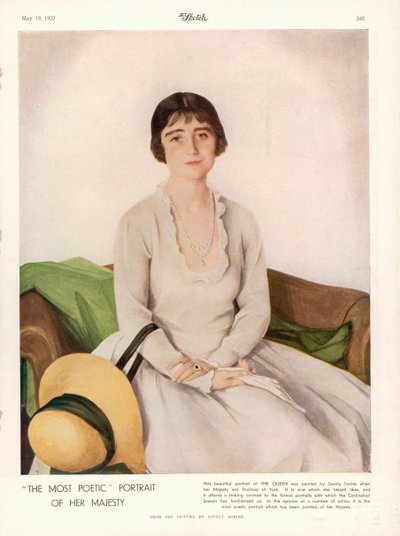 Portrét Jejího Veličenstva královny Alžběty (1900-2002) z knihy "Skica od Savely Sorine