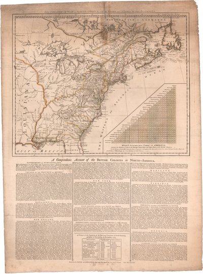 Mapa Severní Ameriky - revoluční válka od Sayer & Bennett