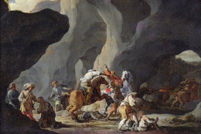Attack of the Travellers, c.1634-37 od Sébastien Bourdon