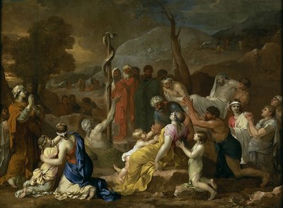Mojžíš a drzý had, 1653-1654 od Sébastien Bourdon