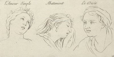 Prostá láska, sklíčenost, touha z postav vášní, vyryto na de..., 1695-1720. od Sébastien Le Clerc the Younger