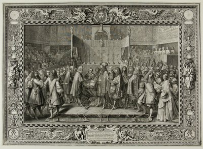Obnovení spojenectví mezi Francouzi a Švýcary v roce 1663 od Sébastien Le Clerc the elder