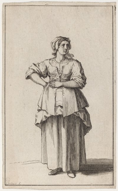 Stojící služebná žena od Sébastien Le Clerc the elder