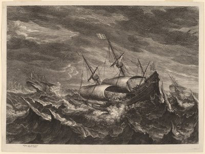 Plachetnice v bouři od Schelte Adams Bolswert after Andries van Eertvelt