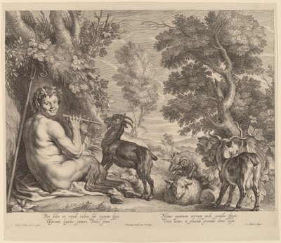 Pan Hraje na flétnu od Schelte Adams Bolswert after Jacob Jordaens