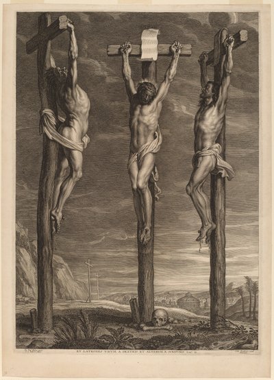 Kristus ukřižovaný mezi dvěma zloději od Schelte Adams Bolswert after Sir Peter Paul Rubens