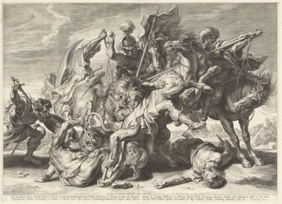 Lov na lva od Schelte Adams Bolswert after Sir Peter Paul Rubens