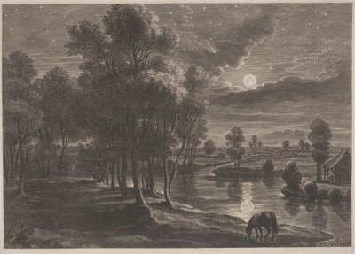 Měsíční říční krajina od Schelte Adams Bolswert, after Sir Peter Paul Rubens
