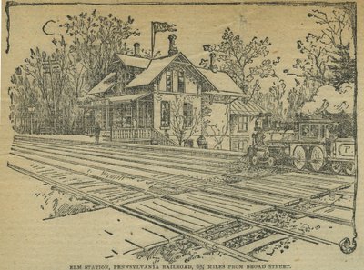 Elm Station, West Philadelphia, Pennsylvania Railroad, USA (litho) od School American