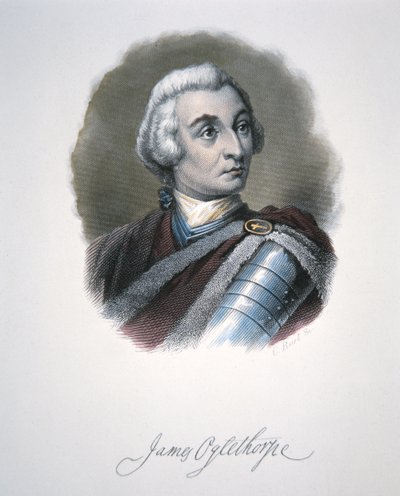 James Edward Oglethorpe (barevné lito) od School American