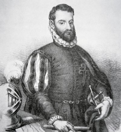 Pedro Menendez de Aviles (litho) od School American