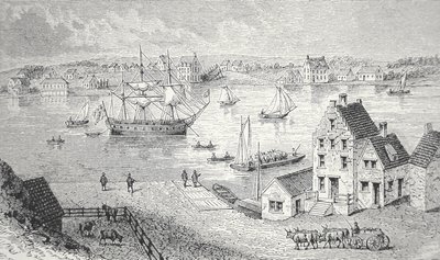 Trajekt, New York, cca 1750 (litho) od School American