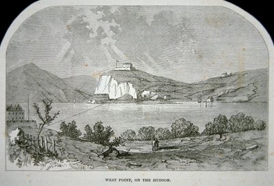 West Point, klíčová pevnost, kterou Benedict Arnold plánoval dodat Britům během války za nezávislost (litho) od School American